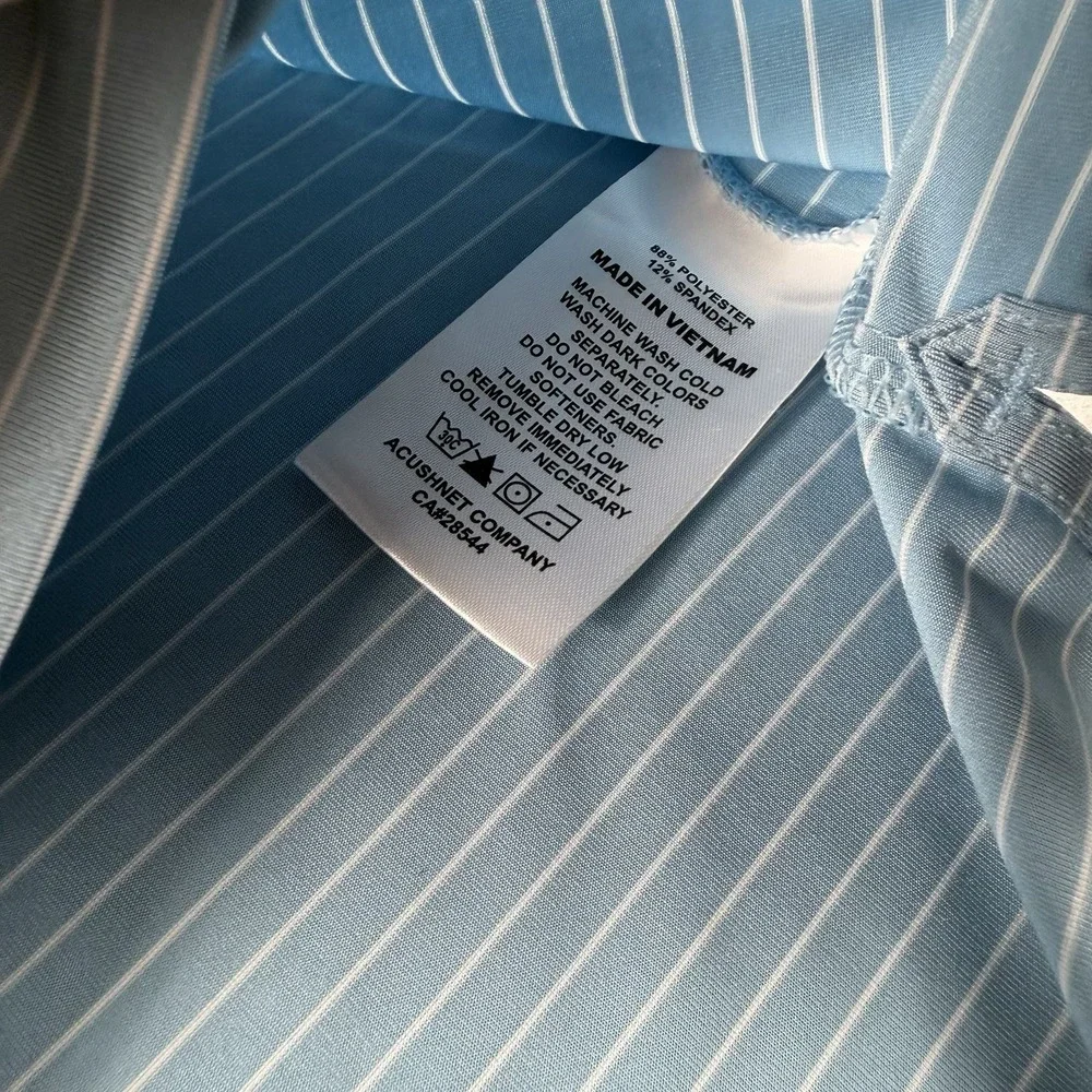 Foot Joy FJ Polo Shirt Mens XL Blue Striped Golf Performance SS Athletic